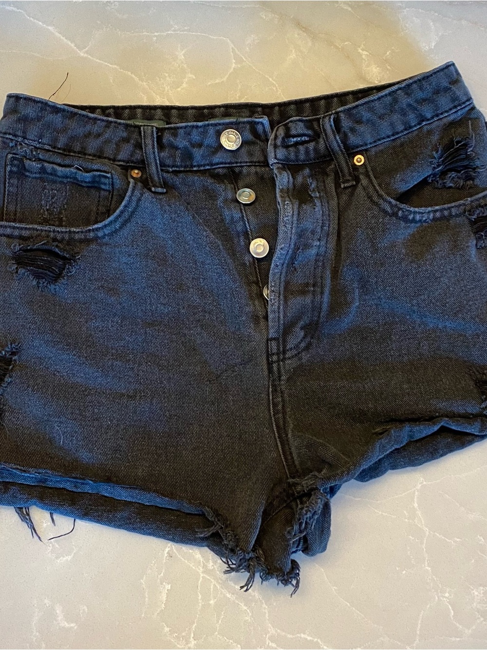 wild fable Grunge Black Distressed Button-Front Jean denim Shorts size 4